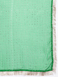 Green Bandhani Printed Anarkali Kurta Paired With Dupatta