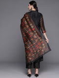 black-printed-straight-kurta-paired-with-solid-bottom-and-printed-dupatta-vskd31916