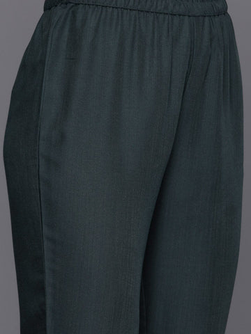 Grey Yoke Embroidered Straight Kurta Paired With Tonal Solid Bottom And Dupatta