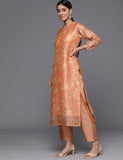 peach-floral-printed-straight-kurta-paired-with-solid-bottom-and-floral-printed-dupatta-vskd31358