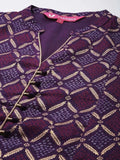 Varanga Purple Bandhani Printed Anarkali Kurta With Bottom And Dupatta