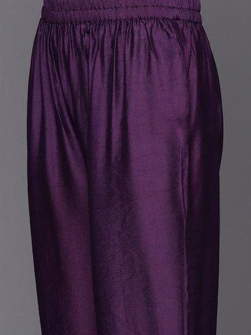 Varanga Purple Bandhani Printed Anarkali Kurta With Bottom And Dupatta
