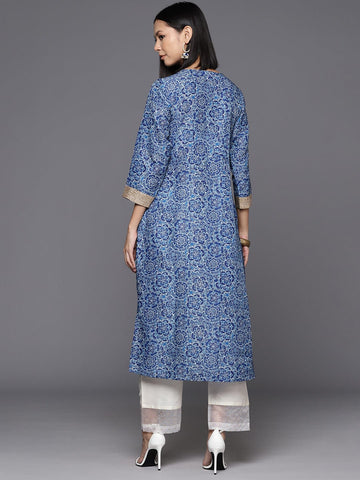KSUT Women Blue Floral Printed Anarkali Kurta