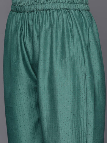 Varanga Sea Green Embroidered Kurta With Straight Pant And Dupatta