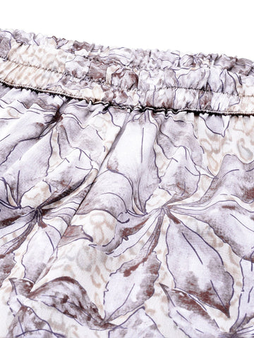 Varanga Women Grey Floral Printed Top Paired With Tonal Printed Bottom Vcod7222