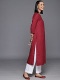 Varanga Women Maroon Solid Straight Kurta