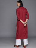 Varanga Women Maroon Solid Straight Kurta