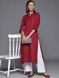 Varanga Women Maroon Solid Straight Kurta