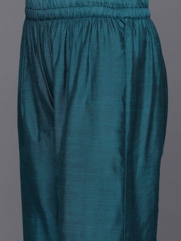 Varanga Womenwomenblue Embroidered Straight Kurta Paired With Tonal Bottom And Dupatta