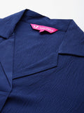 Varanga Womenwomennavy Blue Shirt Collar, Flared Sleeves, Paired With Tonal Bottom.