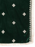 Varanga Ethnic Motifs Embroidered Gotta Patti Velvet Kurta with Trousers & Dupatta