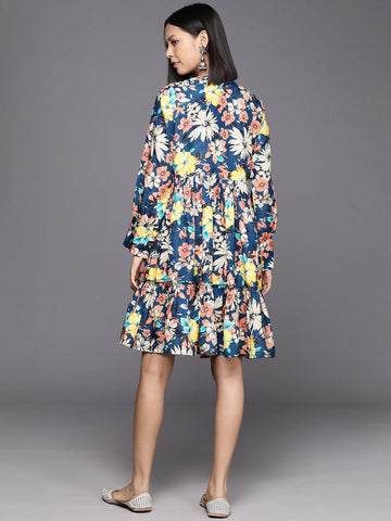 Varanga Floral Print A-Line Dress
