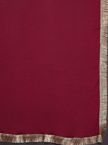Varanga Women Maroon Anarkali Kurta Paired With Tonal Dupatta