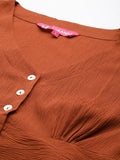 Varanga Women Rust Solid Co-Ords Paired With Tonal Palazzo