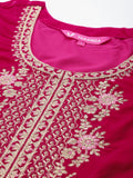 Varanga Women Pink Zari Embroidered Kurta With With Bottom And Embroidered Dupatta