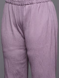 Varanga Women Mauve V Neck Button Placket Tunic Paired With Tonal Flared Bottom Vcod7216