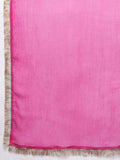 Varanga Women Pink Lehariya Embroidered Straight Kurta With Bottom And Dupatta