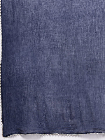 Varanga Women Women Navy Blue A-Line Kurta Paired With Bottom And Dupatta