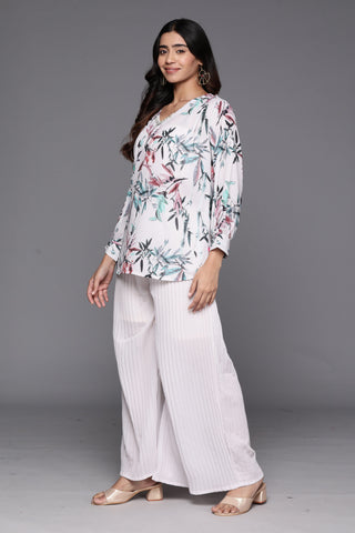 KSUT Women Off White Floral Printed Embroidered Co Ord Sets