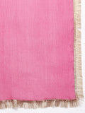 Varanga Women Pink Round Neck Yoke Embroidered Straight Kurta With Bottom And Dupatta