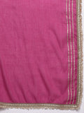 Varanga Women Fuchsia Pure Mulmul Embroidered Anarkali Kurta With Dupatta