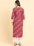 Varanga Women Burgundy Bandhani Printed Straight Kurta