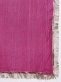 Varanga Women Pink Zari Embroidered Round Neck Straight Kurta With Tonal Bottom And Dupatta