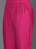 Varanga Women Pink Zari Embroidered V-Neck Straight Kurta Paired With Tonal Bottom And Dupatta
