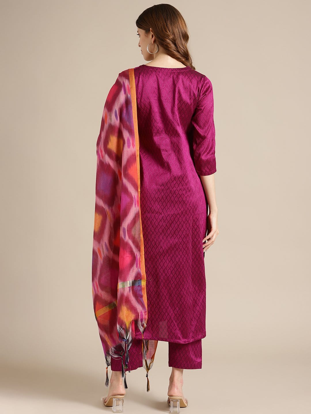 Indi Inside kurtaset  Buy Indi Inside Pink Gota Lace Emblished Kurta  Trouser Dupatta set Of 3 Online  Nykaa Fashion