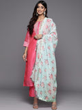 varanga women pink yoke design sequinned chanderi silk kurta with palazzos with dupatta