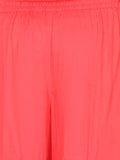 Varanga Women Coral Red Solid Wide Leg Palazzos