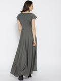 Women Grey Solid Maxi Dress