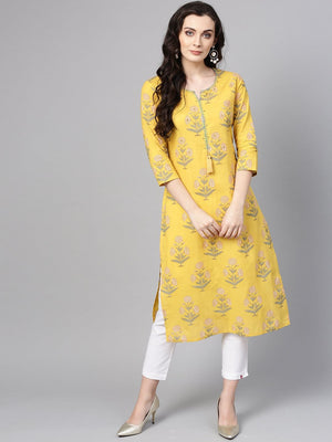 Mustard Marigold Cotton Straight Kurta