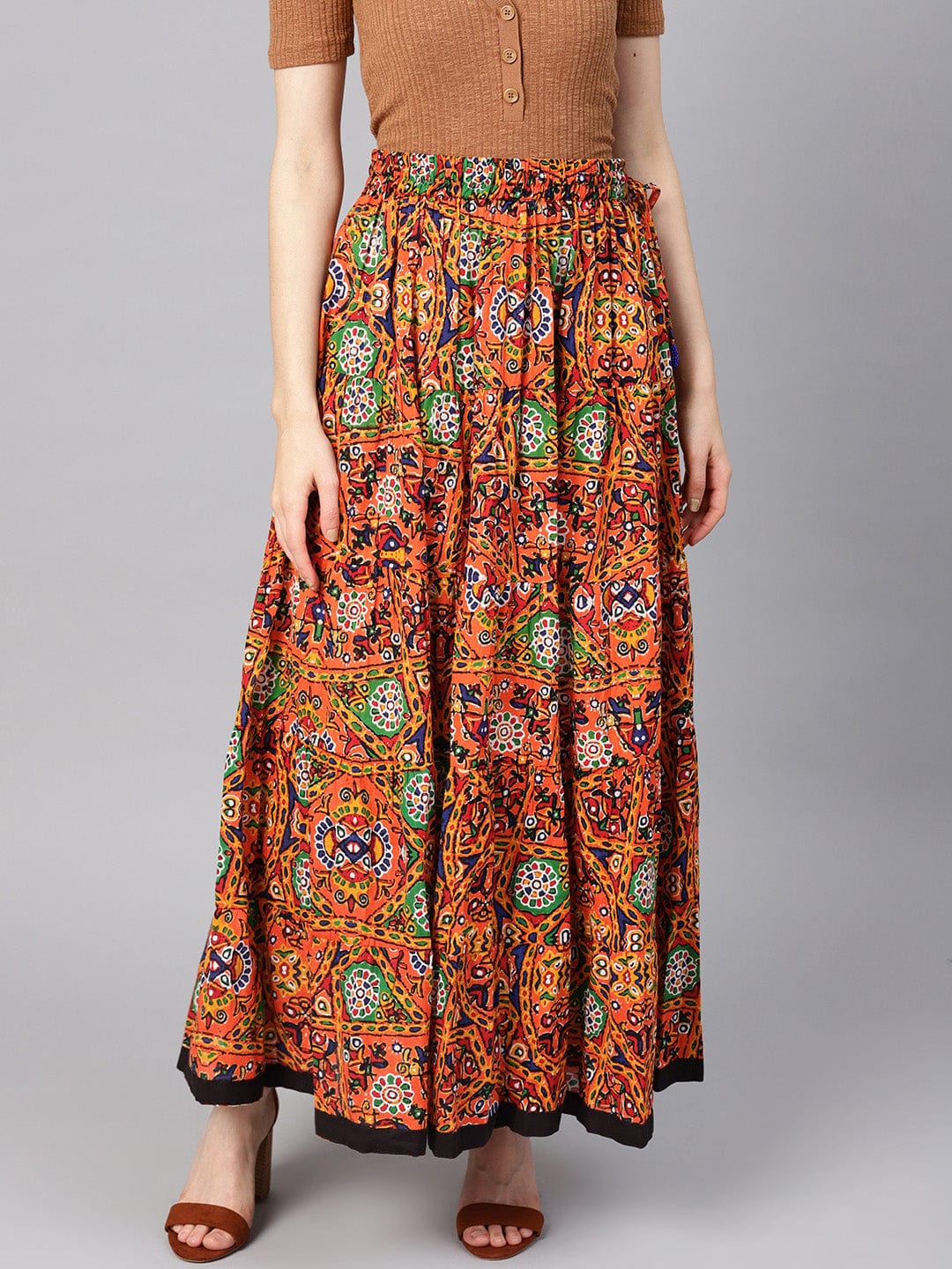 Readymade Blue Top With Floral Printed Long Skirt 358TB01