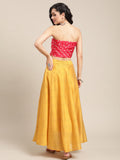 Varanga Women Mustard Yellow Printed Pure Silk Flared Maxi-Skirt