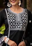 Varanga Ethnic Motif Thread Embroidered A-Line KurtaTassel Detailing With Afghani Bottom & Dupatta