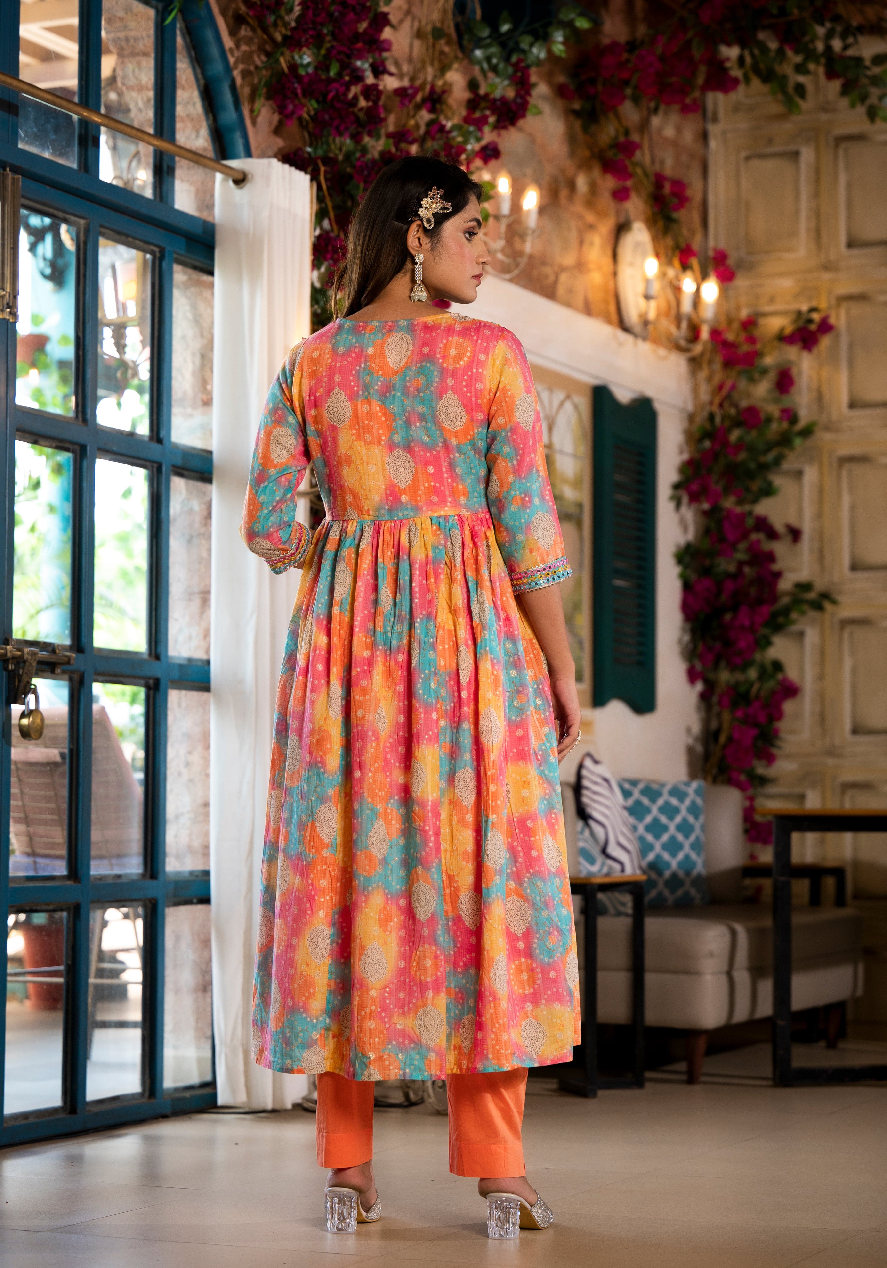 Indian Designer Beautiful Bandhej Ethnic Style Kurti Gown Suit for Women No  Pant No Dupatta Only Jacket and Kurta -  New Zealand