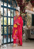 Varanga Red & Yellow V-Neck Mirror Embellished Straight Kurta With Bottom & Chiffon Dupatta