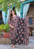 Varanga Black Floral Embellished Kurta With Afghani Pant And Dupatta