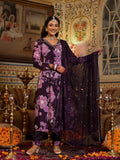 Varanga Purpl Floral Printed Mirror Embroidered Angrakha Style A-Line Kurta Set With Chiffon Dupatta