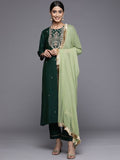 Varanga Green Embroidered Kurta Paired With Tonal Bottom And Contrast Dupatta