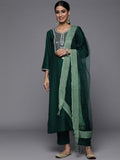 Varanga Green Embroidered Kurta Paired With Tonal Trouser And Dupatta