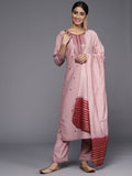 Varanga Women Pink Ethnic Motifs Embroidered Sequinned Kurta with Trousers & With Dupatta